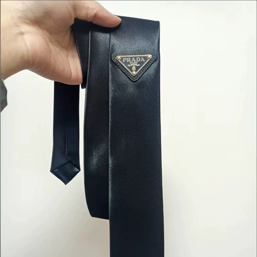 Prada Inverted Triangle Satin Tie Shirt Tie